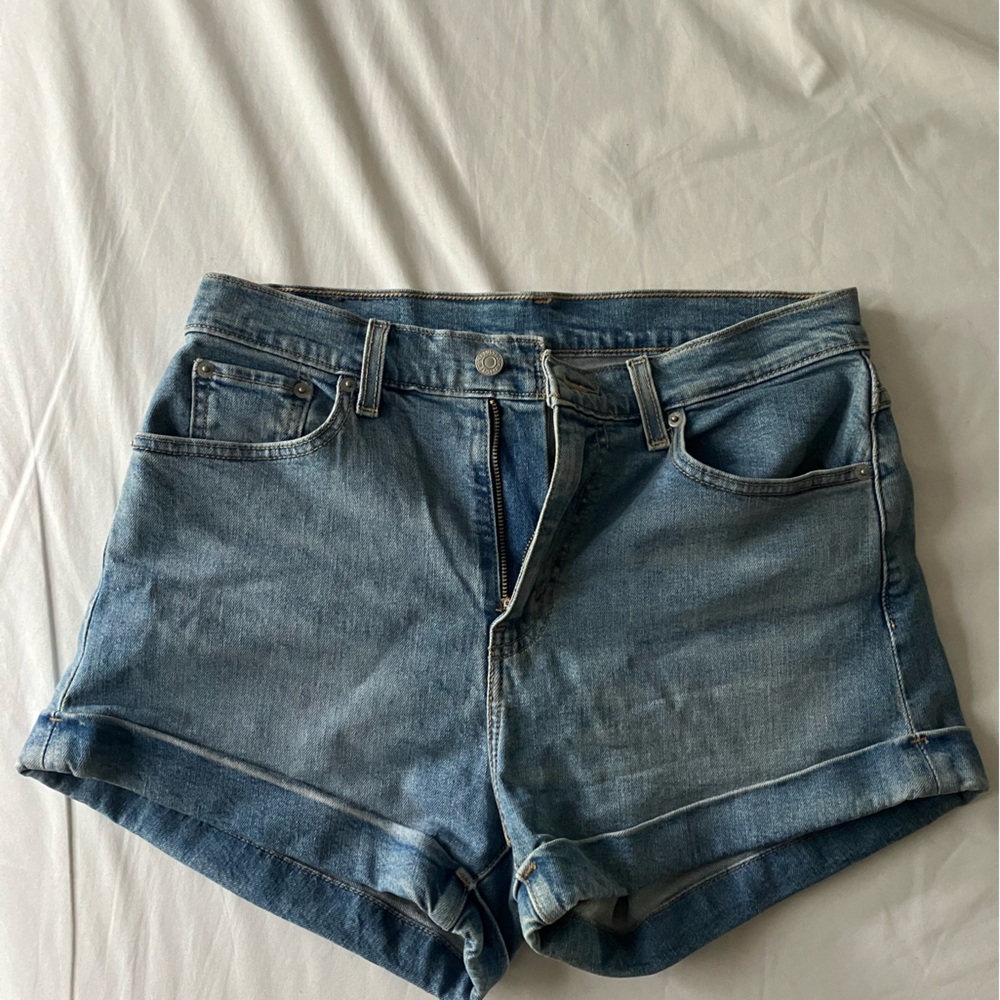 Levi's Blue Jean Shorts with Cuffed Hem